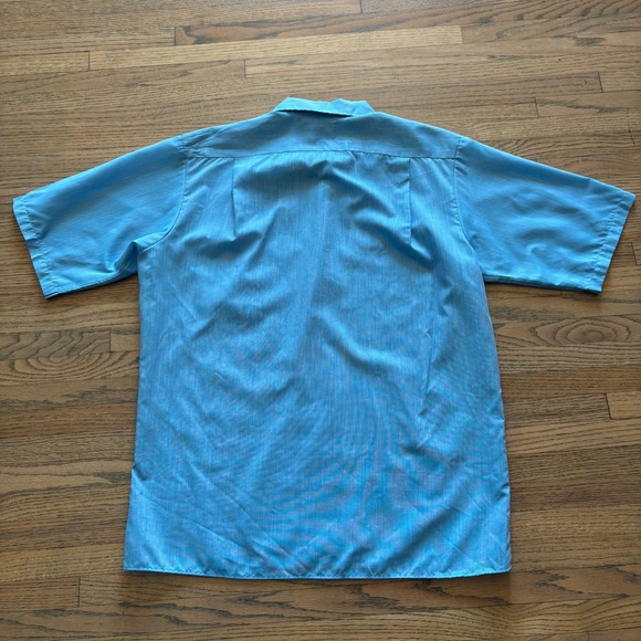 Vintage Towncraft Plus Penneys Blue Short Sleeve Button Down Shirt Crest Mens M - Picture 5 of 7